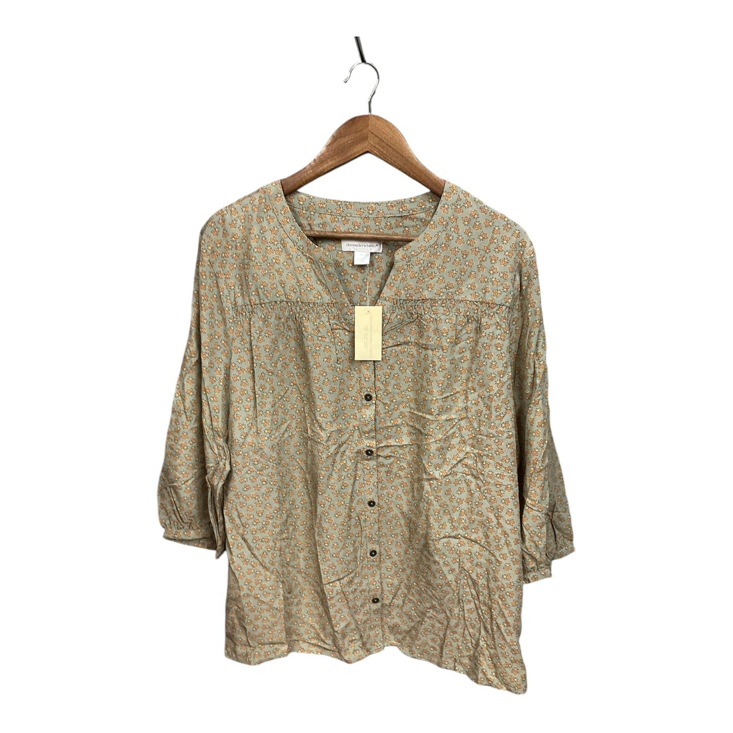 Blouse 3/4 Sleeve By Christopher And Banks In Green, Size: Xl