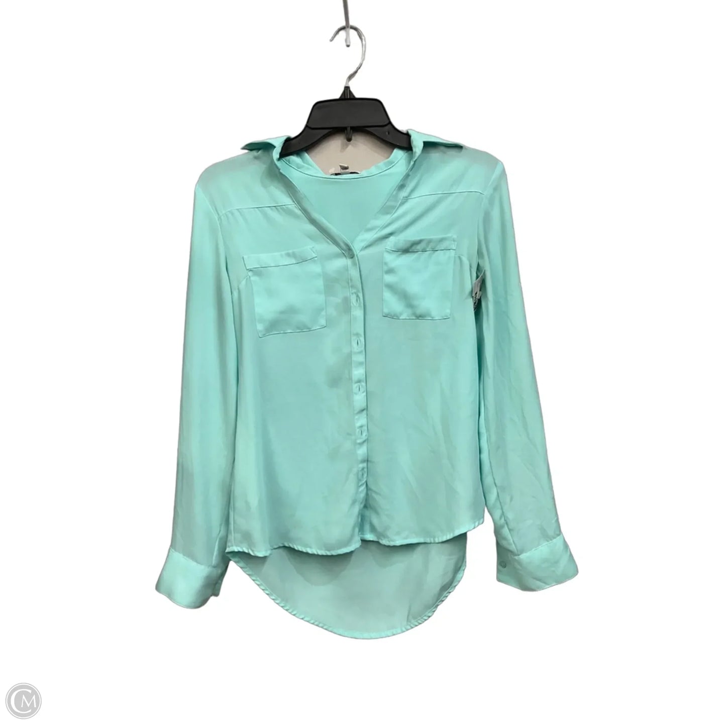 Blouse Long Sleeve By Express In Aqua, Size: Xs