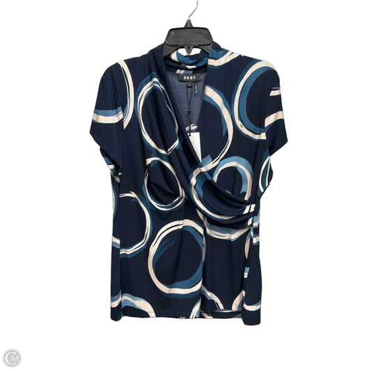 Top Short Sleeve By Dkny In Blue & White, Size: Xl