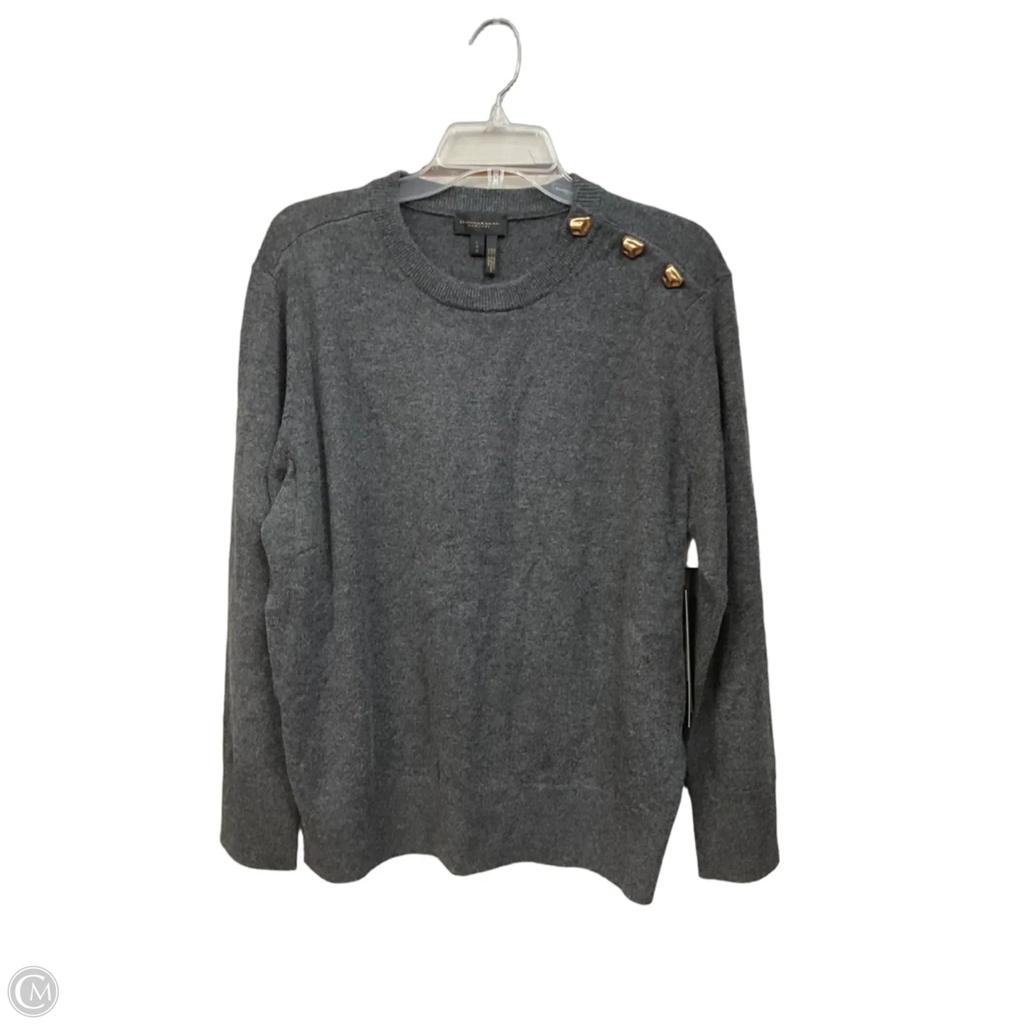 Top Long Sleeve By Donna Karan In Grey, Size: L