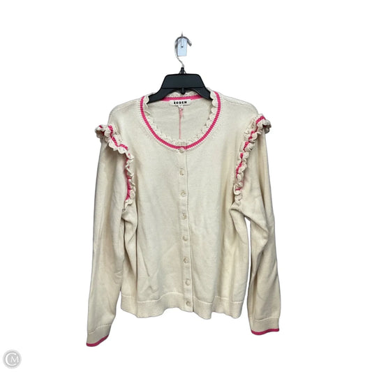 Cardigan By Boden In Cream & Pink, Size: Xl