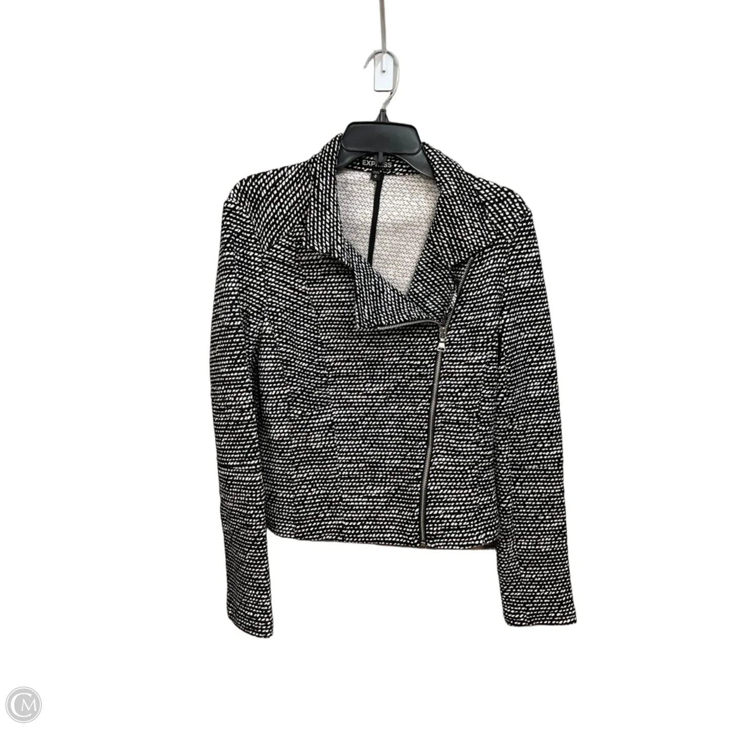 Jacket Moto By Express In Black & White, Size: M