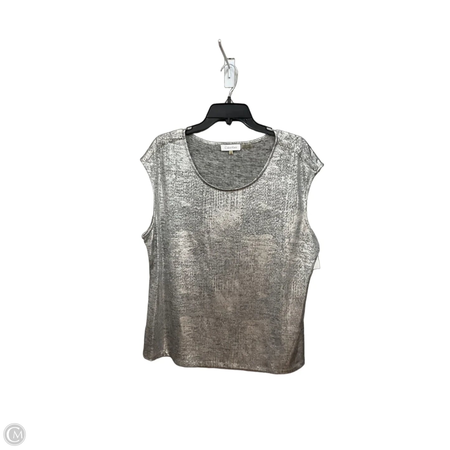 Top Sleeveless By Calvin Klein In Silver, Size: 1x