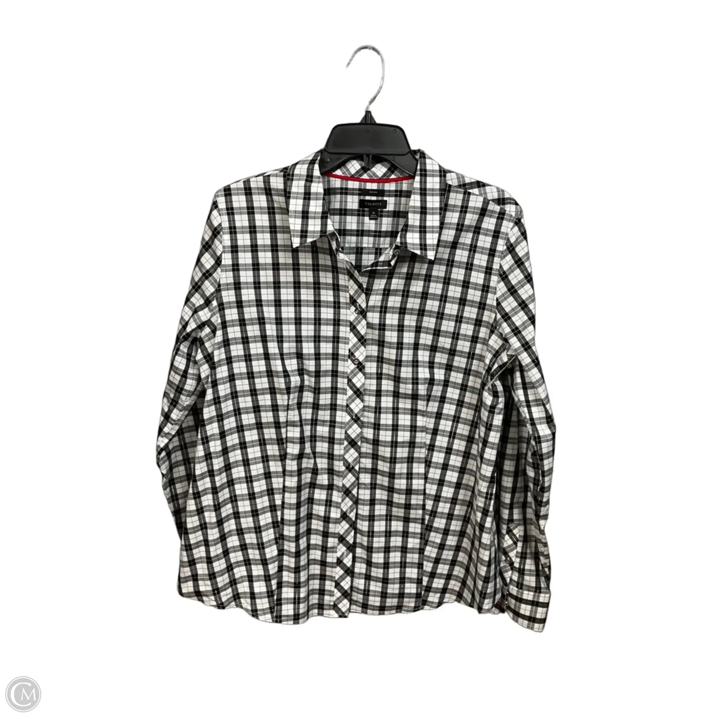 Top Long Sleeve By Talbots In Plaid Pattern, Size: M
