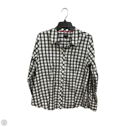 Top Long Sleeve By Talbots In Plaid Pattern, Size: M