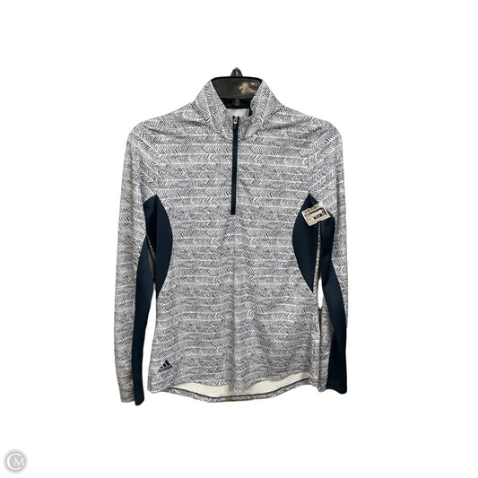 Athletic Top Long Sleeve Collar By Adidas In Blue & White, Size: Xs