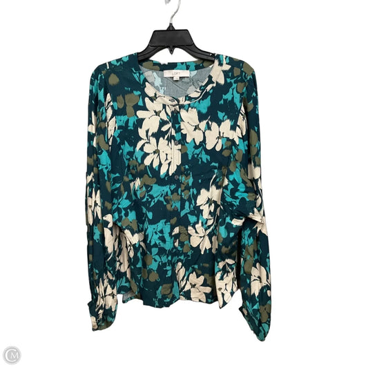 Blouse Long Sleeve By Loft In Floral Print, Size: L