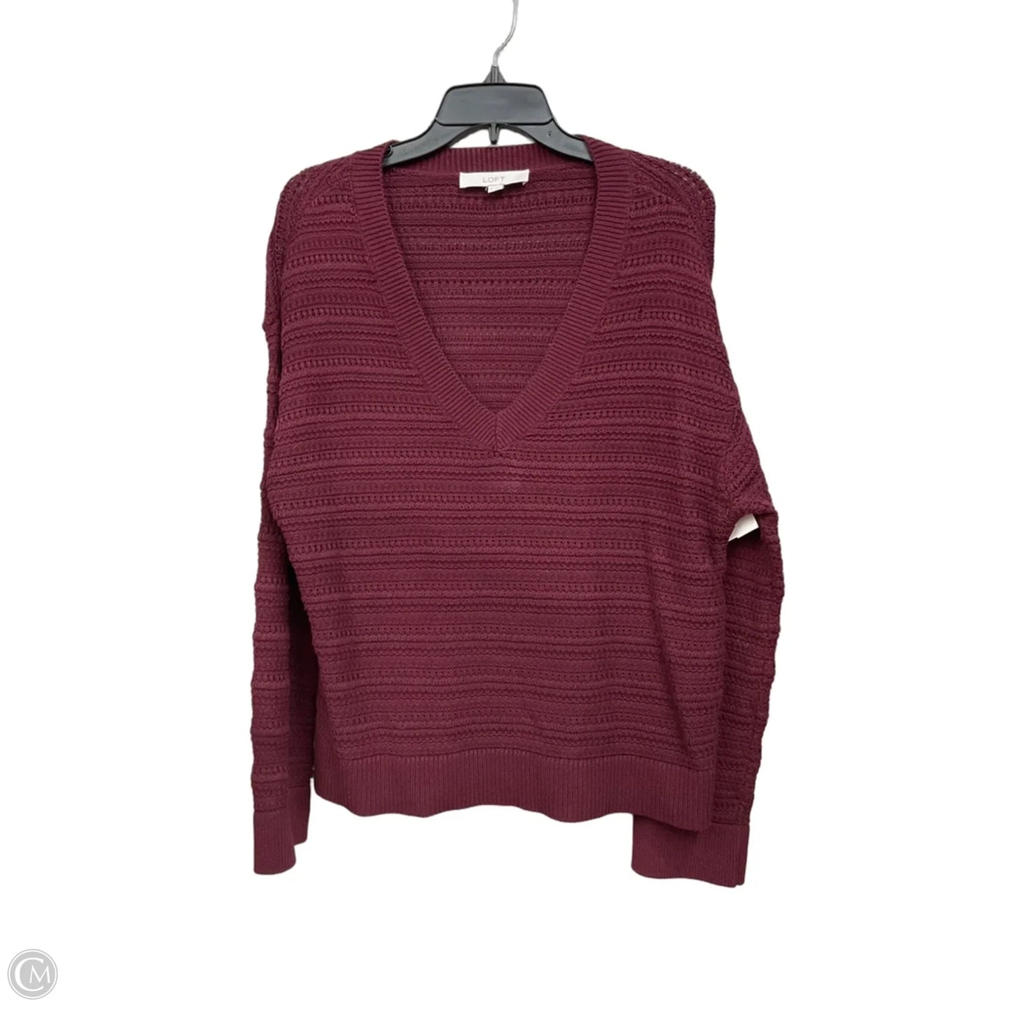 Top Long Sleeve By Loft In Maroon, Size: M