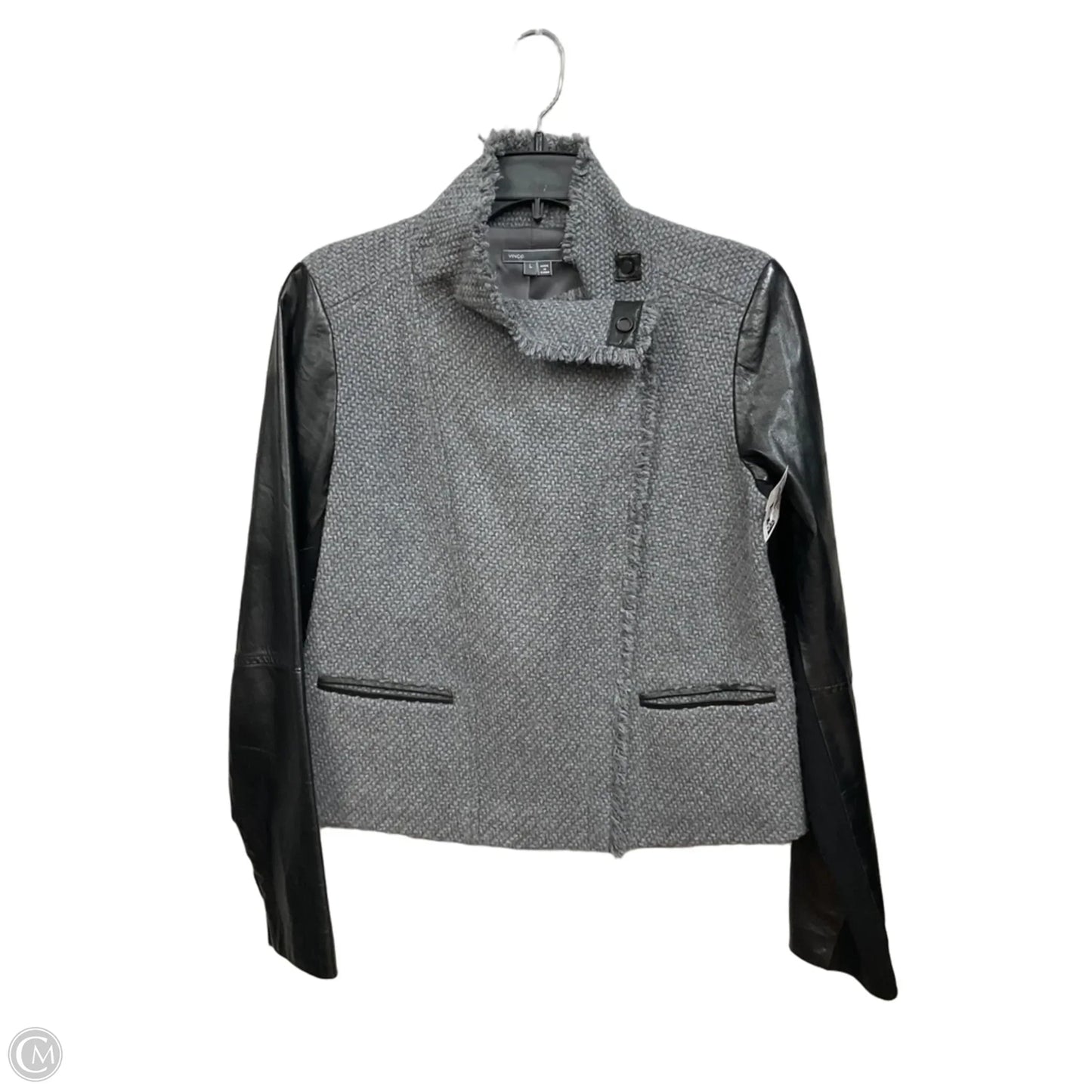 Jacket Moto By Vince In Black & Grey, Size: L