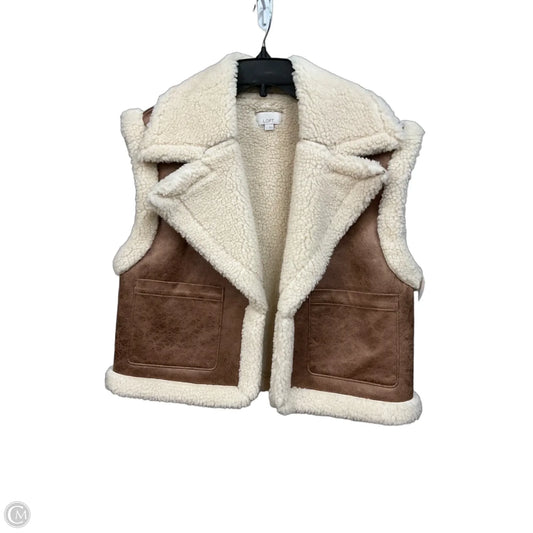 Vest Faux Fur & Sherpa By Loft In Brown & Cream, Size: S