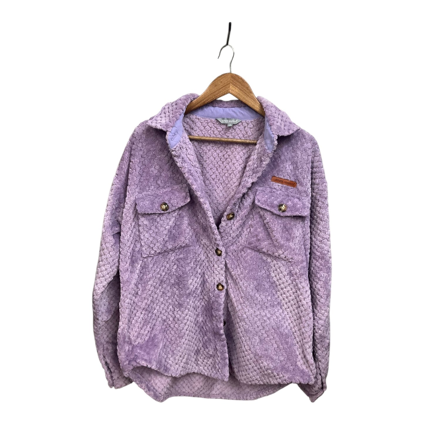 Jacket Faux Fur & Sherpa By Simply Southern In Purple, Size: L