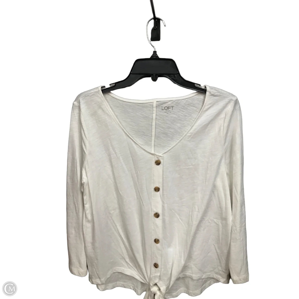 Top Long Sleeve By Loft In White, Size: M