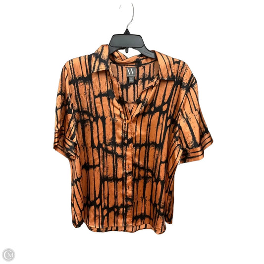Blouse Short Sleeve By Worthington In Black & Orange, Size: Xxl