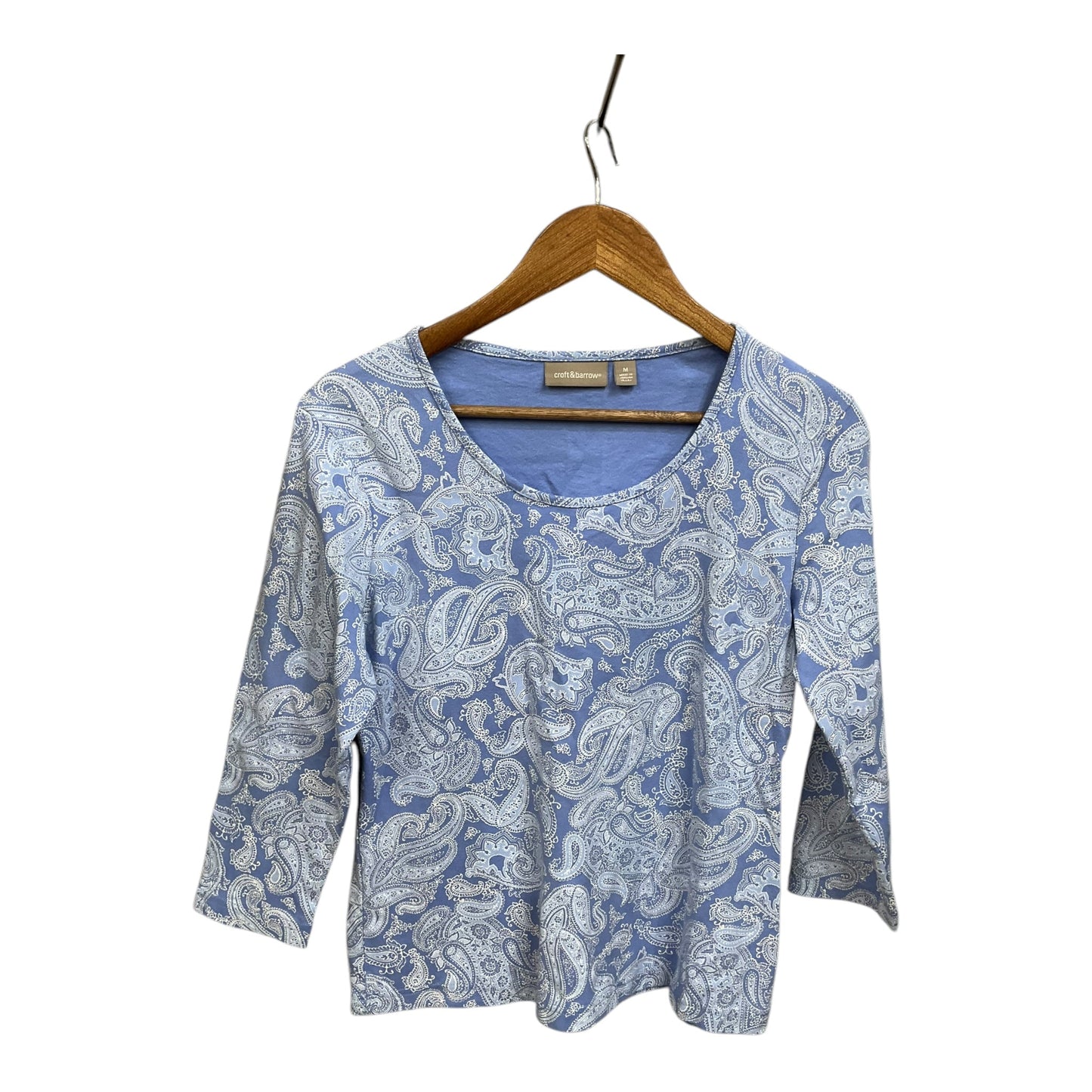 Top 3/4 Sleeve By Croft And Barrow In Blue, Size: M