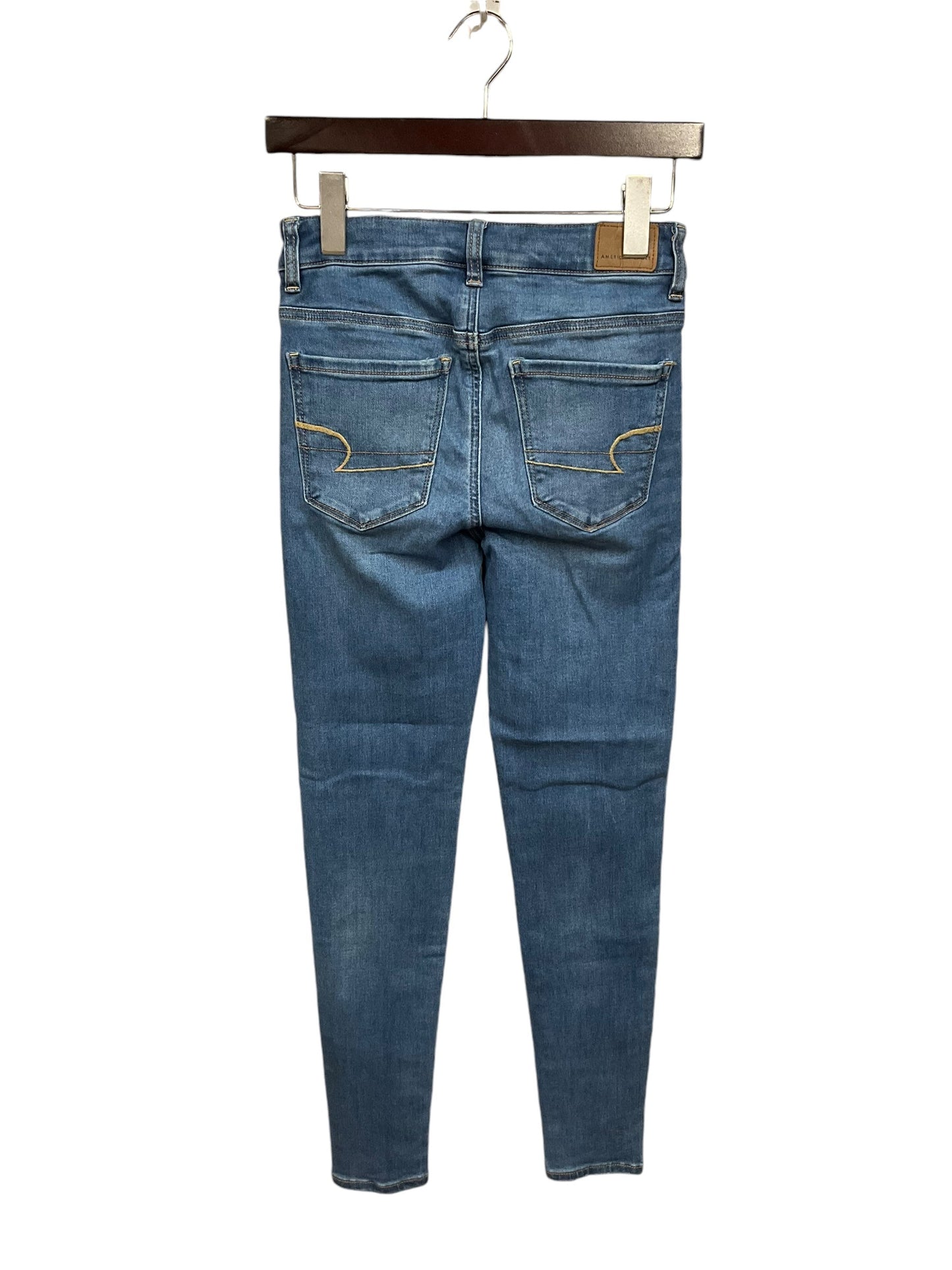 Jeans Skinny By American Eagle In Blue Denim, Size: 2