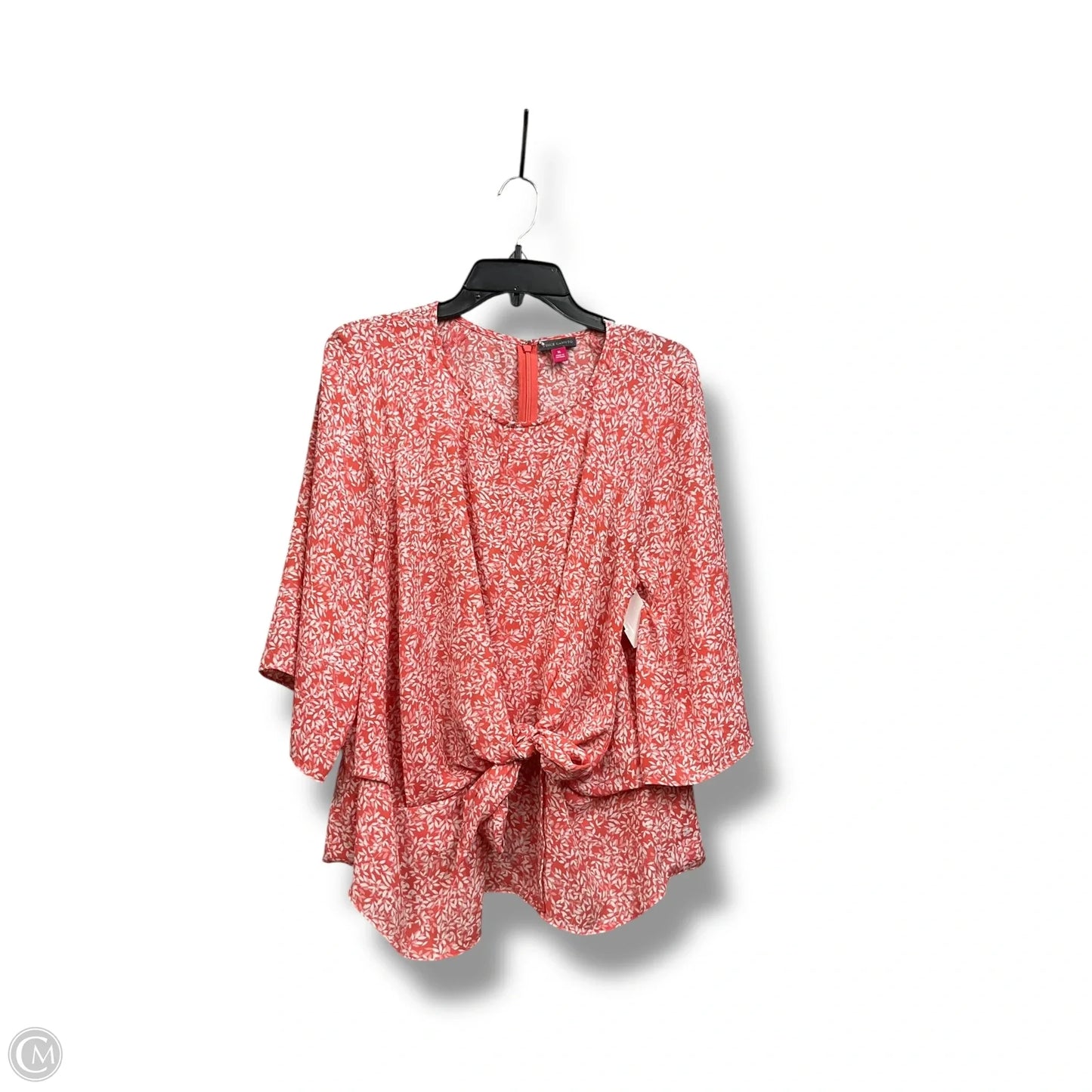 Blouse Short Sleeve By Vince Camuto In Pink & White, Size: Xl