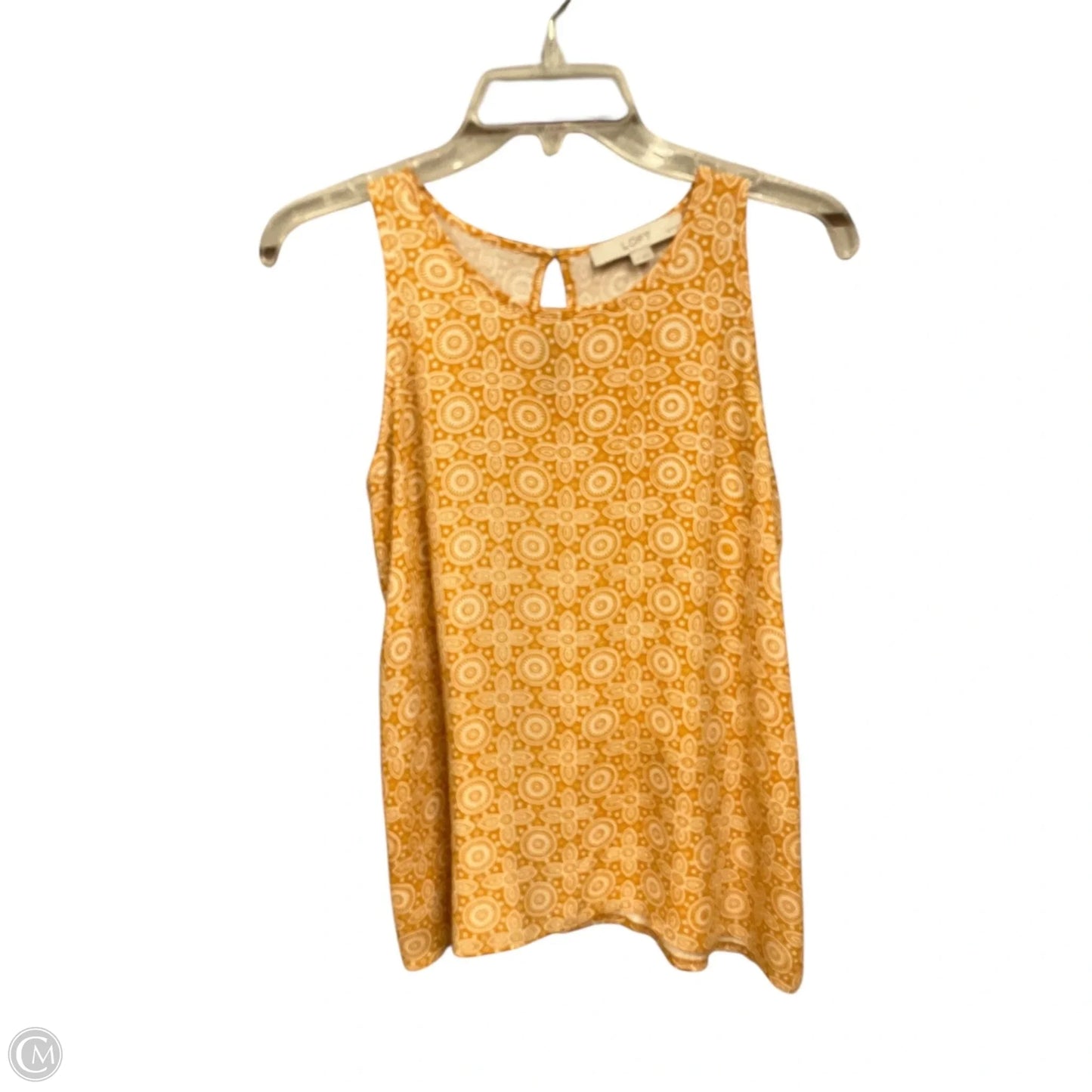 Top Sleeveless By Loft In White & Yellow, Size: Sp