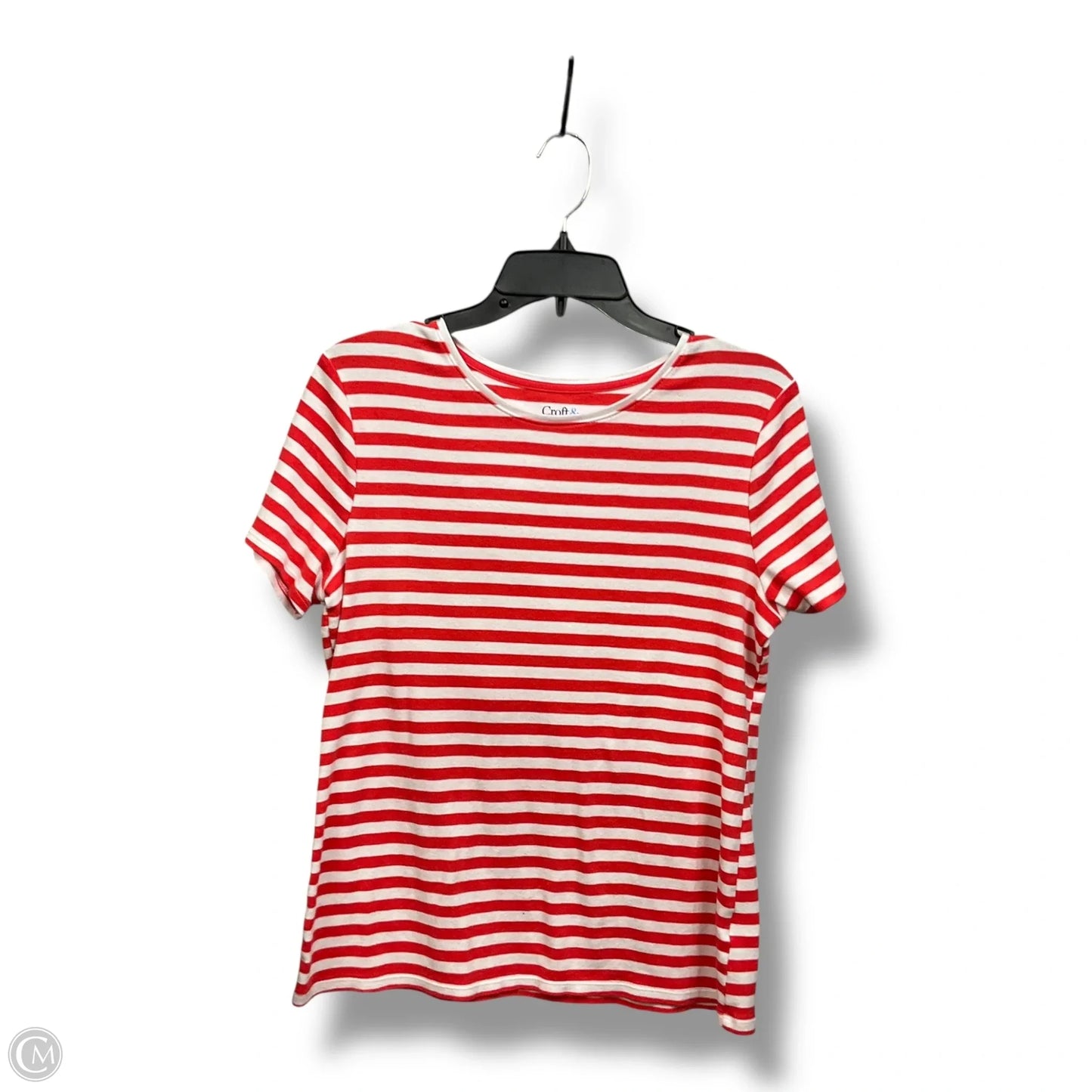 Top Short Sleeve By Croft And Barrow In Striped Pattern, Size: M