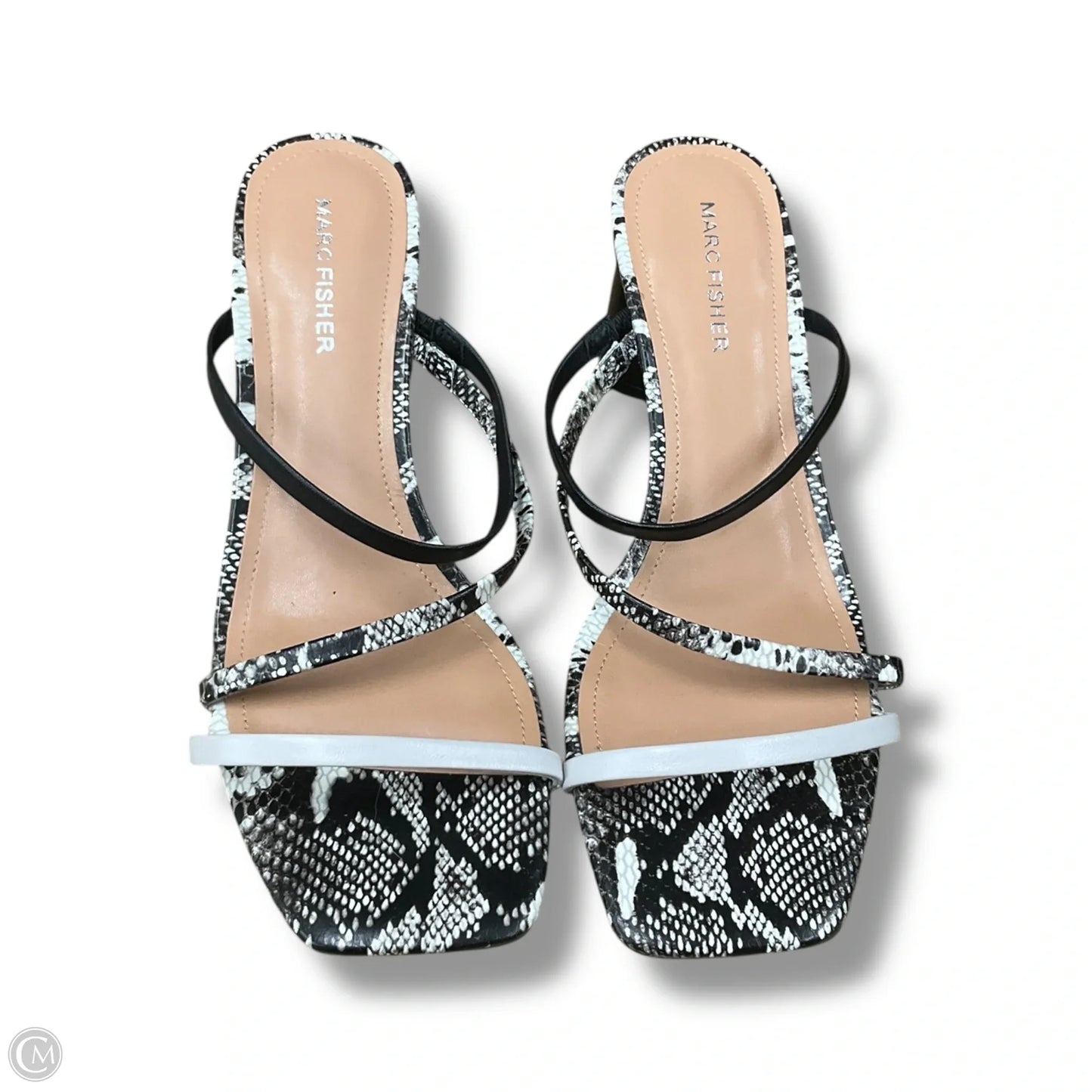 Sandals Heels Block By Marc Fisher In Snakeskin Print, Size: 8.5