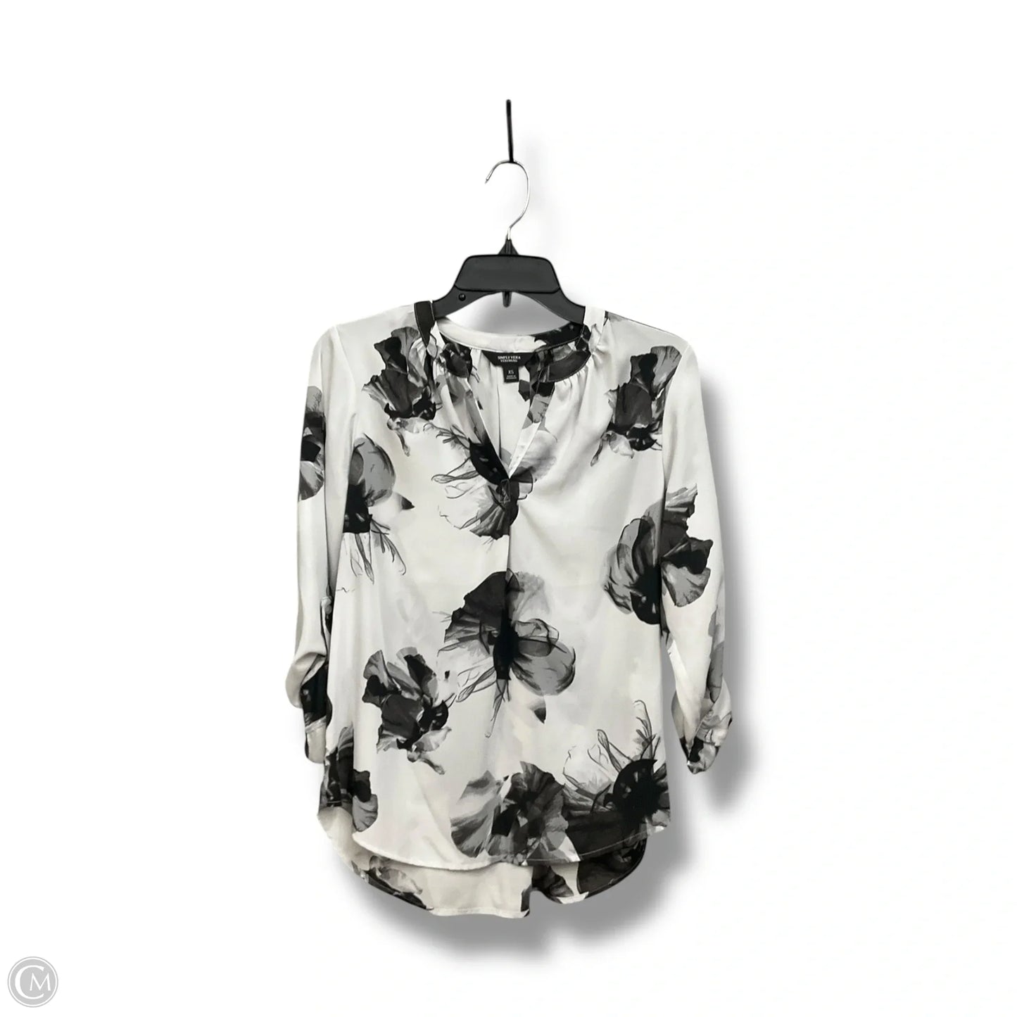 Blouse Long Sleeve By Simply Vera In Floral Print, Size: Xs