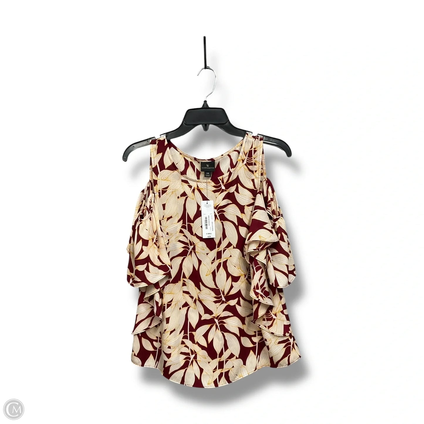 Top Sleeveless By Worthington In Tropical Print, Size: Xs