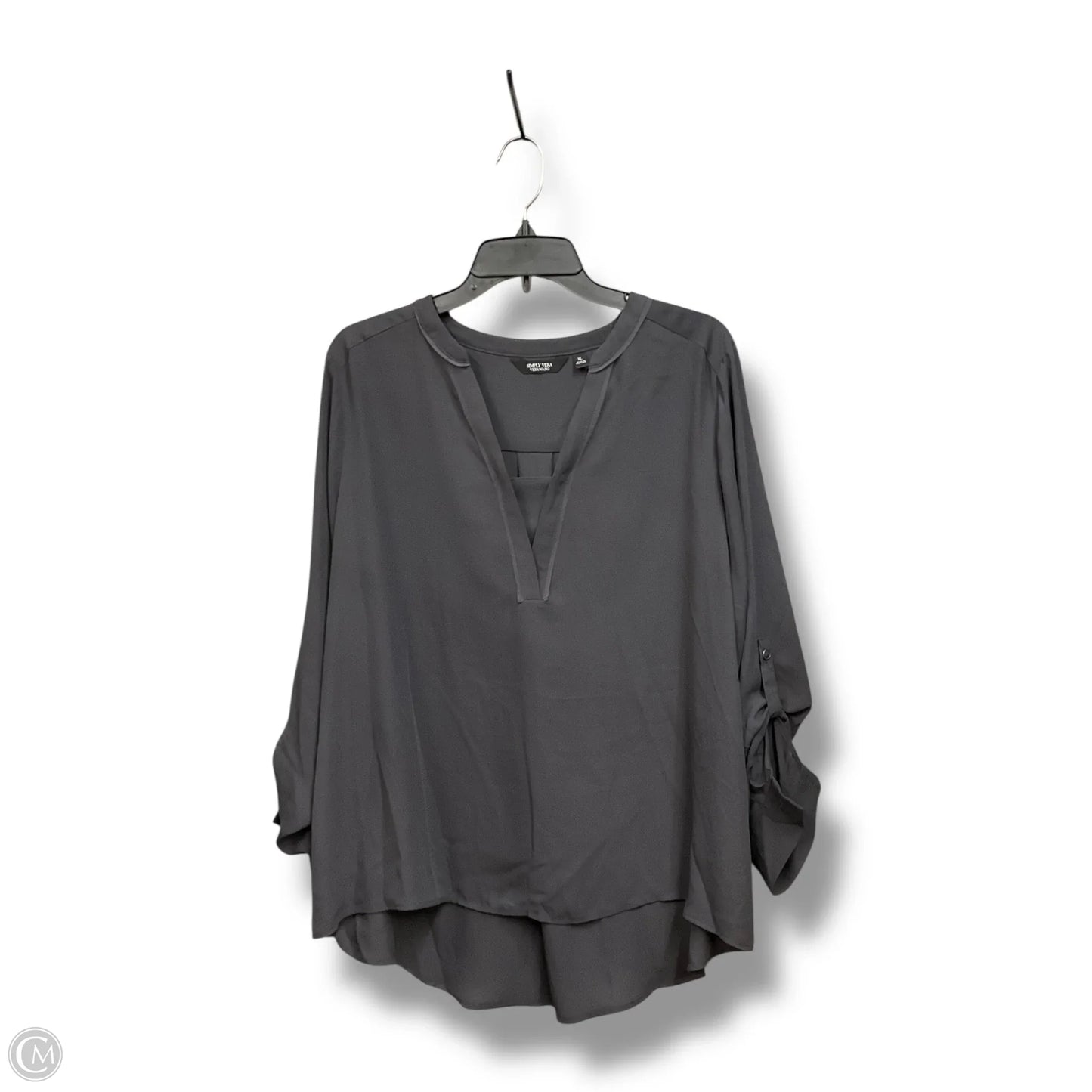 Blouse 3/4 Sleeve By Simply Vera In Grey, Size: Xl