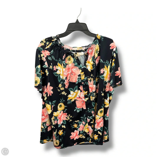 Top Short Sleeve By Croft And Barrow In Floral Print, Size: 3x