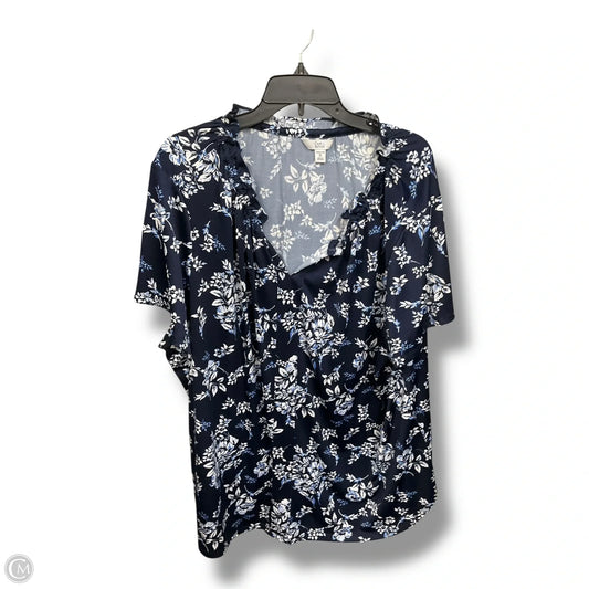 Top Short Sleeve By Croft And Barrow In Tropical Print, Size: 3x