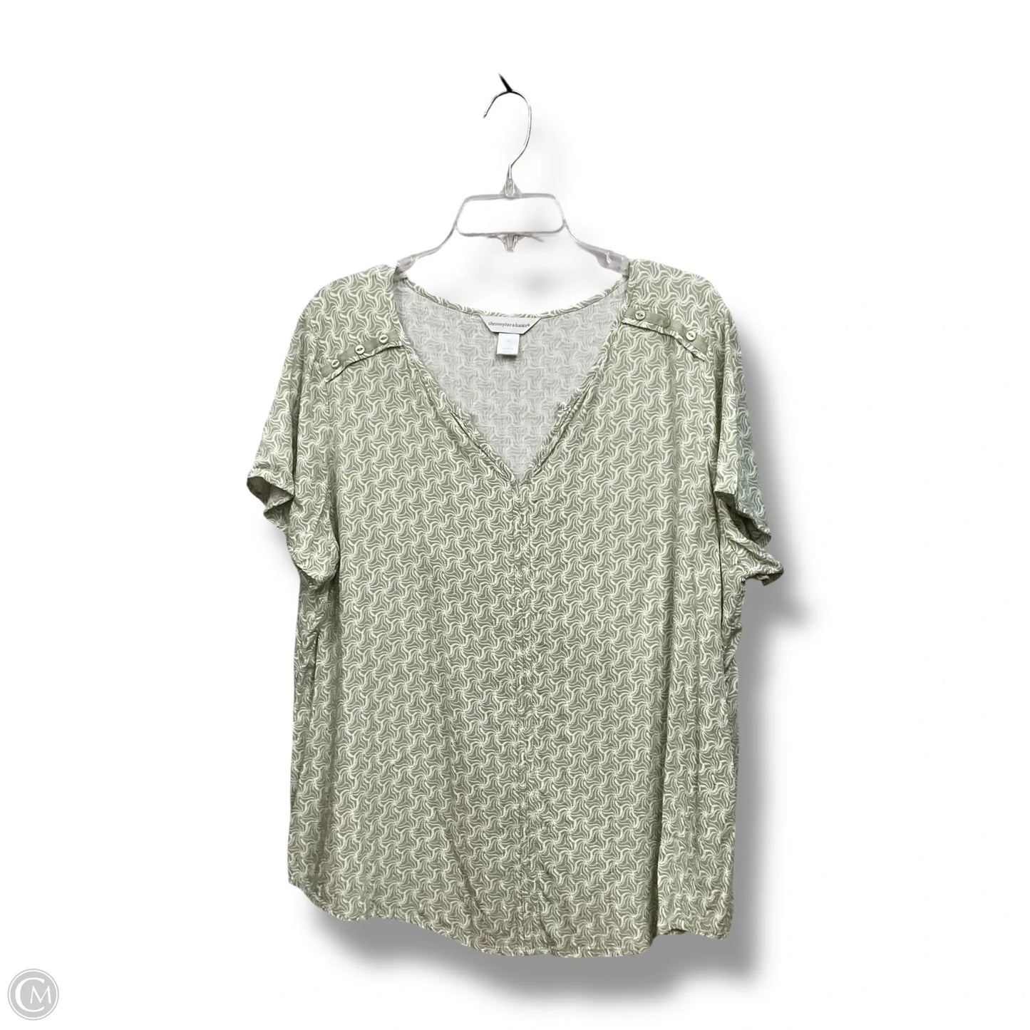 Top Short Sleeve By Christopher And Banks In Green & White, Size: Xl