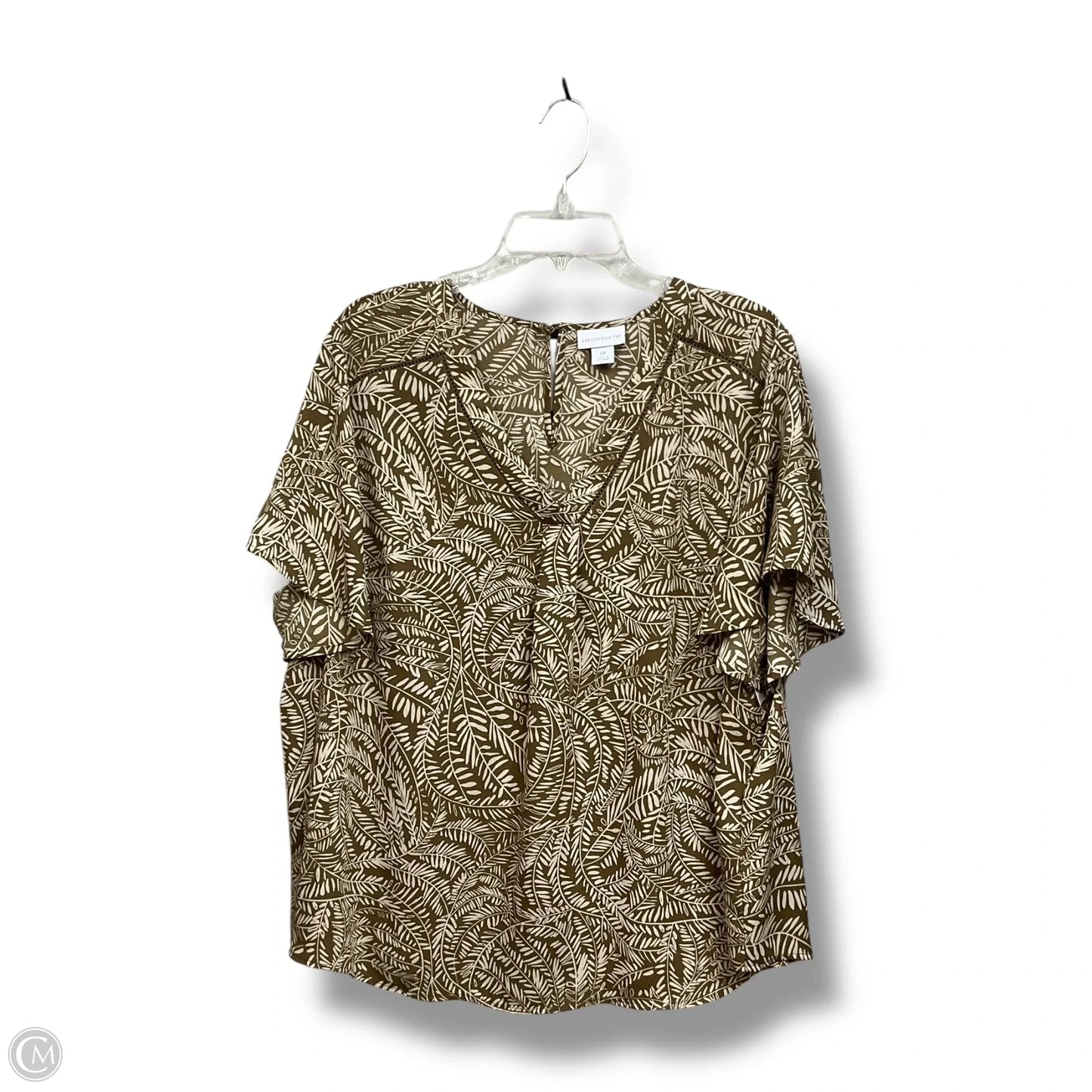 Top Short Sleeve By Liz Claiborne In Tropical Print, Size: L