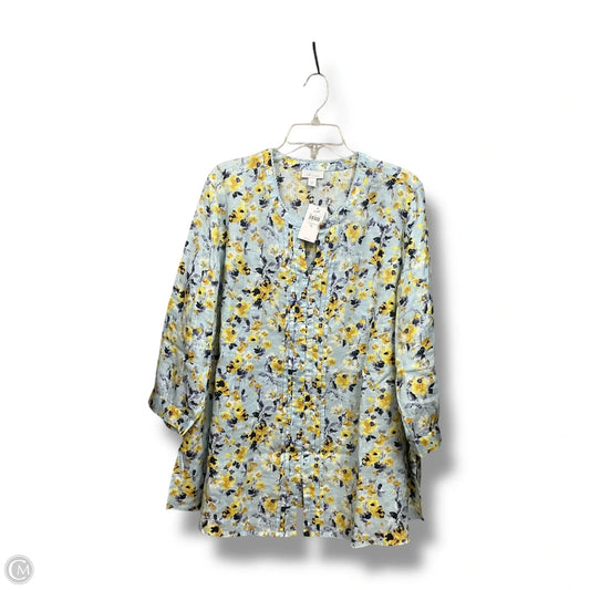 Blouse 3/4 Sleeve By J. Jill In Floral Print, Size: Xl