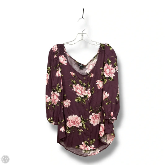 Top 3/4 Sleeve By Torrid In Floral Print, Size: M