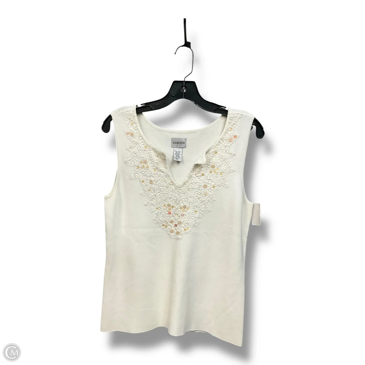 Top Sleeveless By Chicos In Cream, Size: L