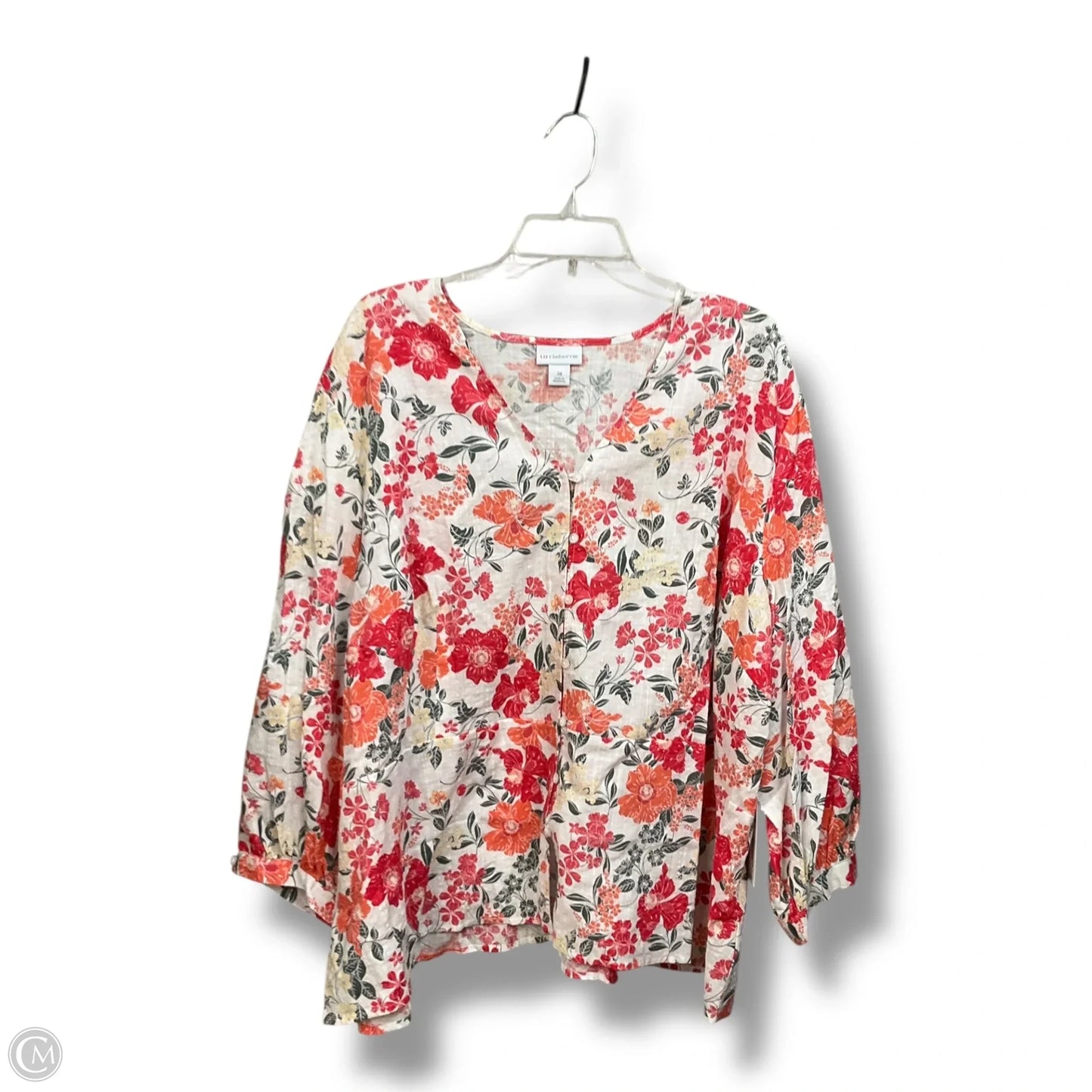 Top 3/4 Sleeve By Liz Claiborne In Floral Print, Size: 3x