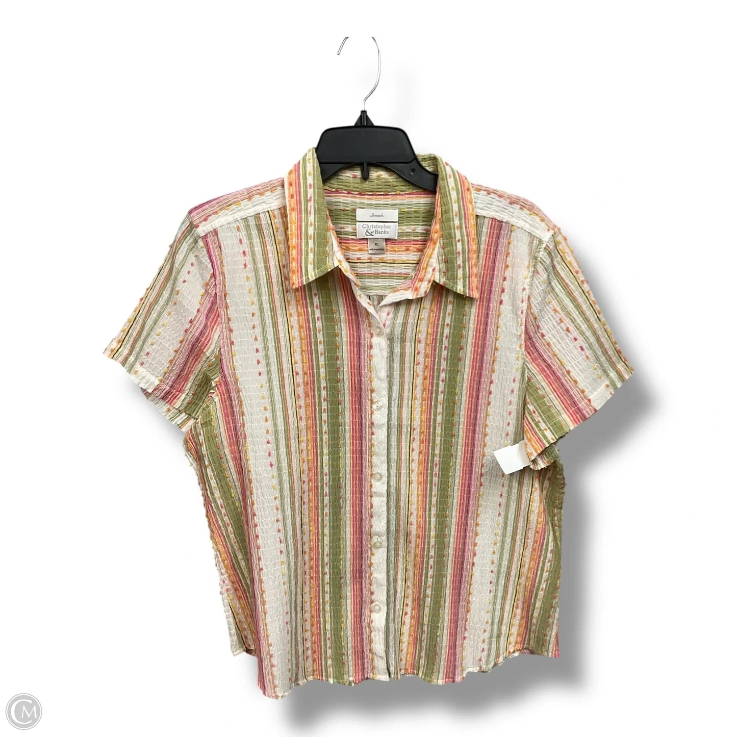 Blouse Short Sleeve By Christopher And Banks In Striped Pattern, Size: Xl