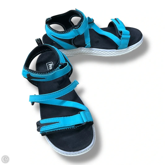 Sandals Flats By Clothes Mentor In Black & Blue, Size: 9.5