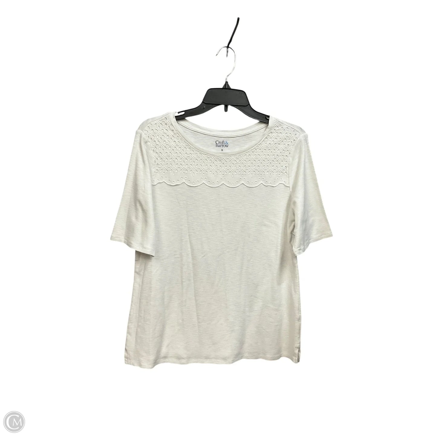 Top Short Sleeve By Croft And Barrow In White, Size: M