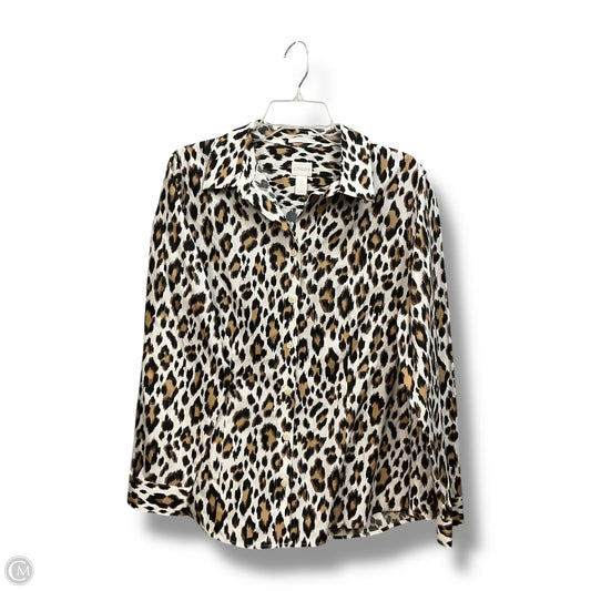 Blouse Long Sleeve By Chicos In Animal Print, Size: L