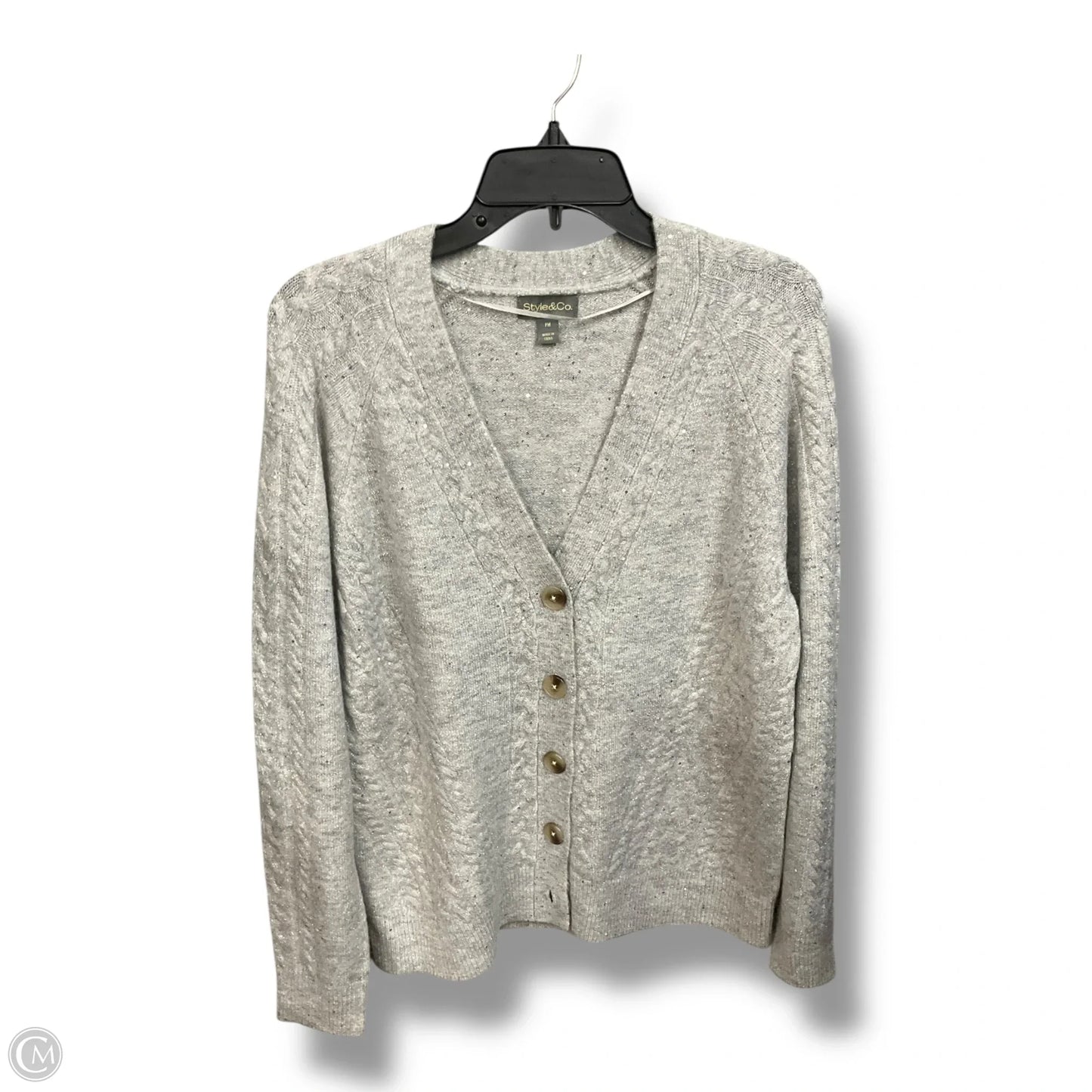 Sweater Cardigan By Style And Company In Grey, Size: Mp