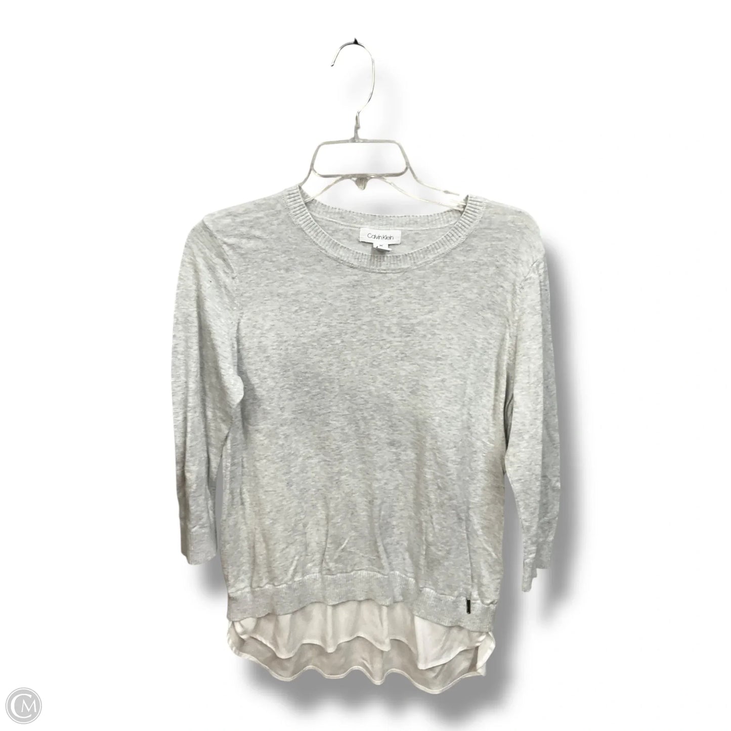 Top 3/4 Sleeve By Calvin Klein In Grey, Size: M