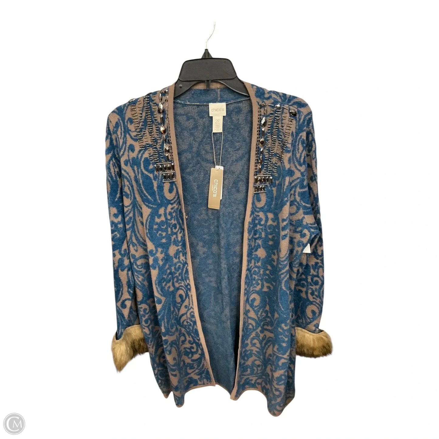 Cardigan By Chicos In Blue & Brown, Size: Lp