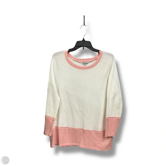 Top Long Sleeve By White Birch In Pink & White, Size: M