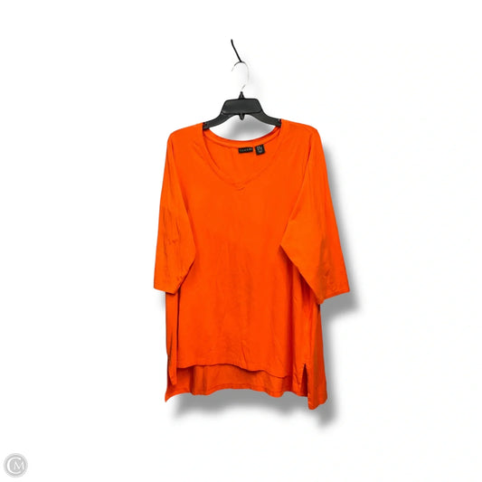 Top 3/4 Sleeve Basic By Tahari In Orange, Size: 2x