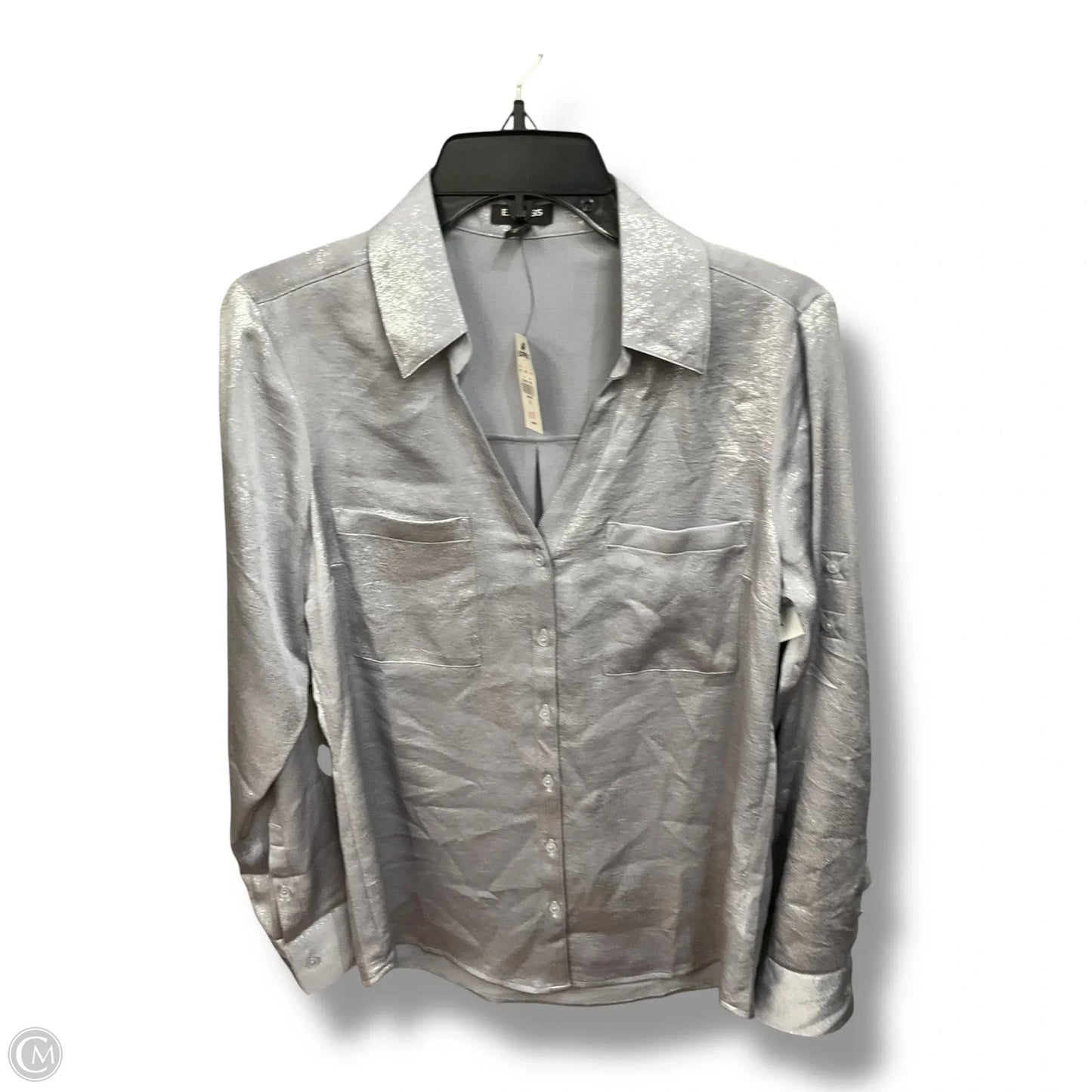 Blouse Long Sleeve By Express In Silver, Size: M
