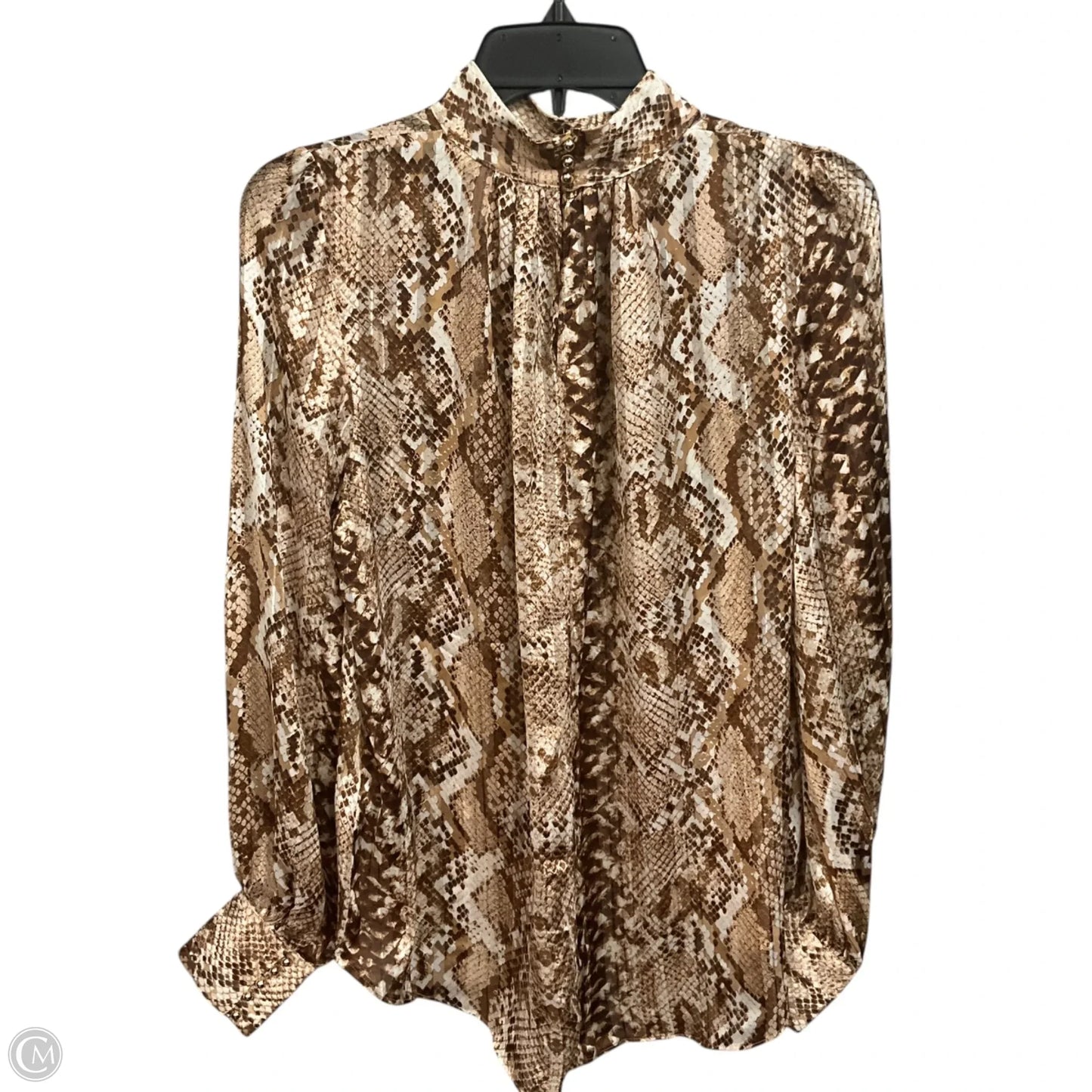 Blouse Long Sleeve By H&m In Snakeskin Print, Size: S