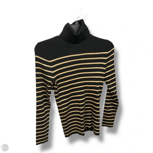 Top Long Sleeve By Lauren By Ralph Lauren In Black & Gold, Size: M