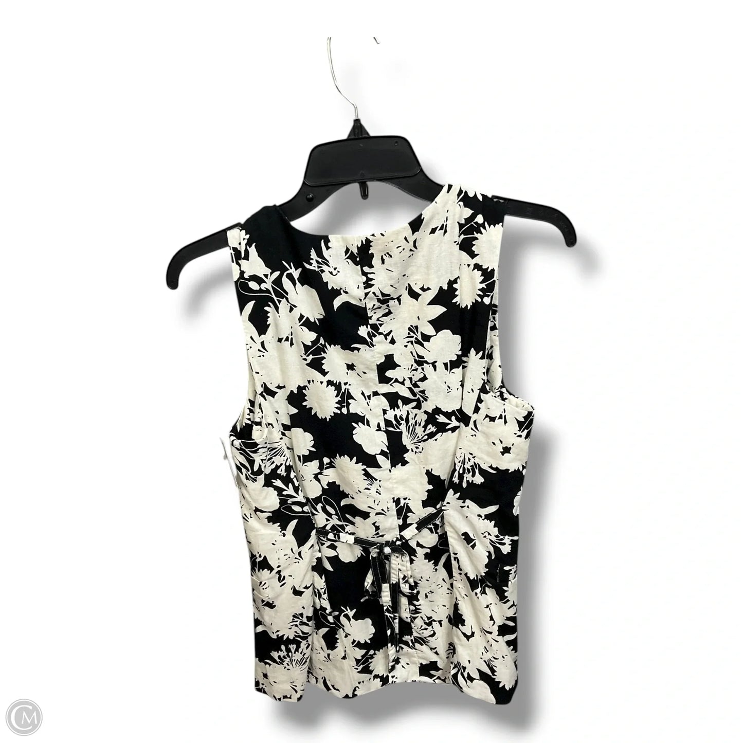 Top Short Sleeve By Loft In Black & Cream, Size: M