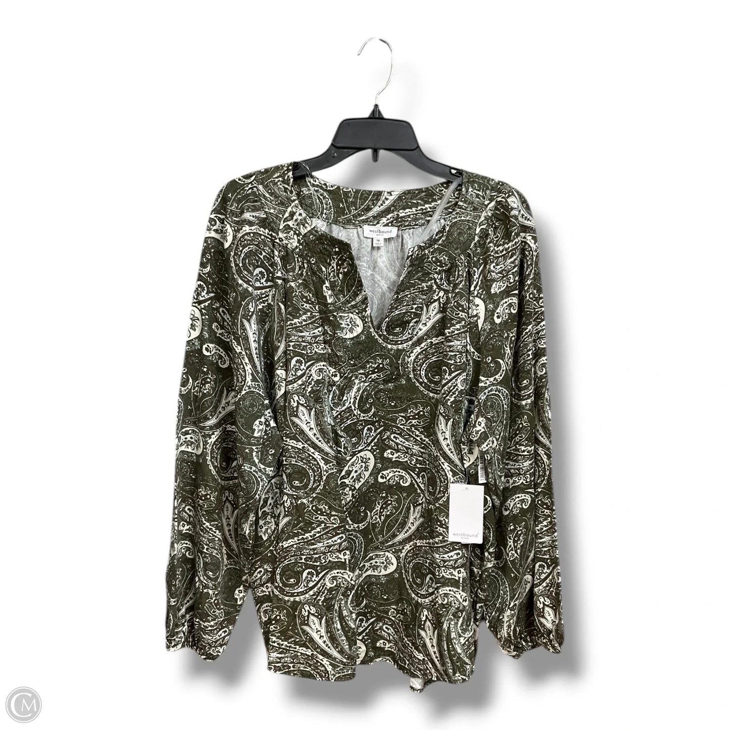 Top Long Sleeve By West Bound In Paisley Print, Size: 1x