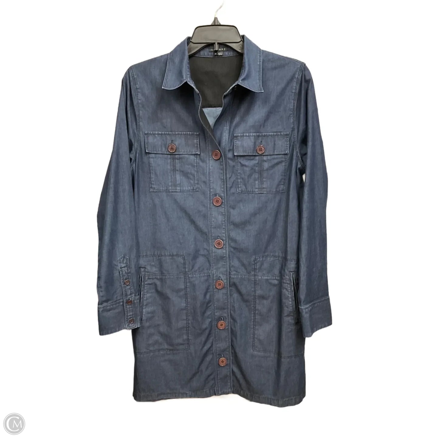 Dress Casual Short By Theory In Blue Denim, Size: M