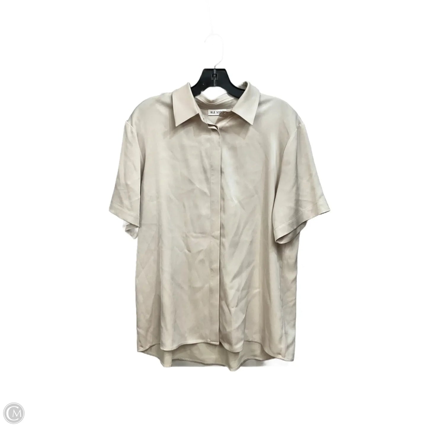 Blouse Short Sleeve By Clothes Mentor In Beige, Size: S